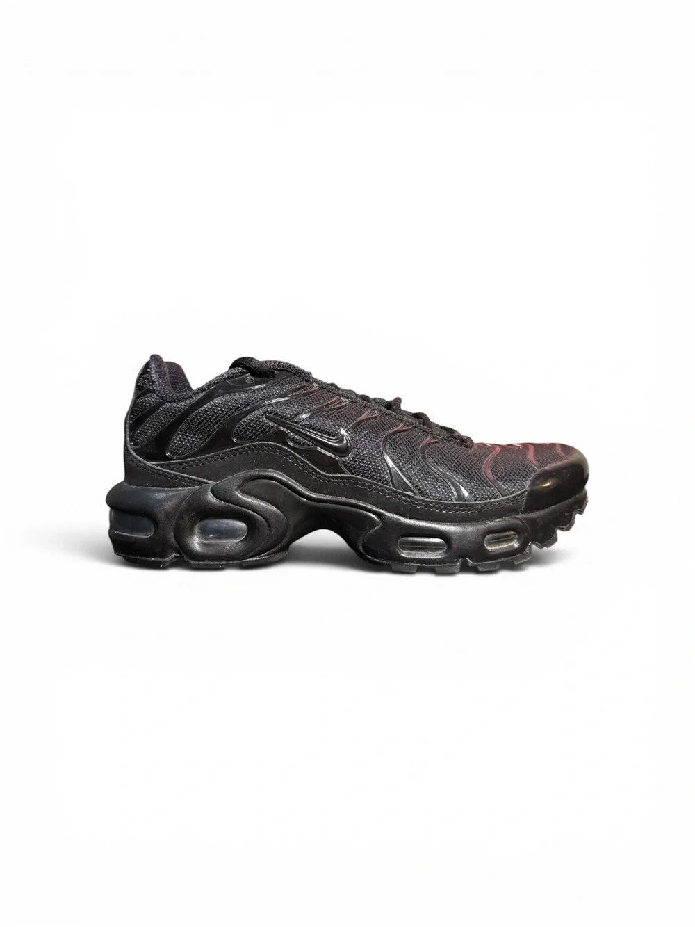 Nike all black air max plus big kids size 5.5